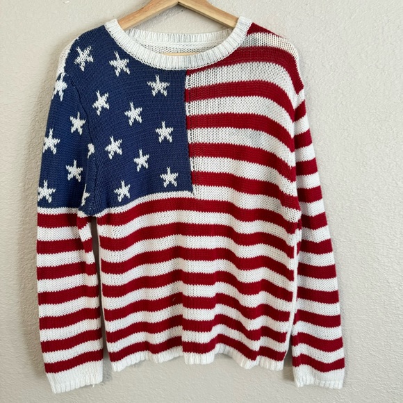 Grayson Threads Pull Over Cable Knit American Flag Novelty Sweater Graphic S - Picture 12 of 13